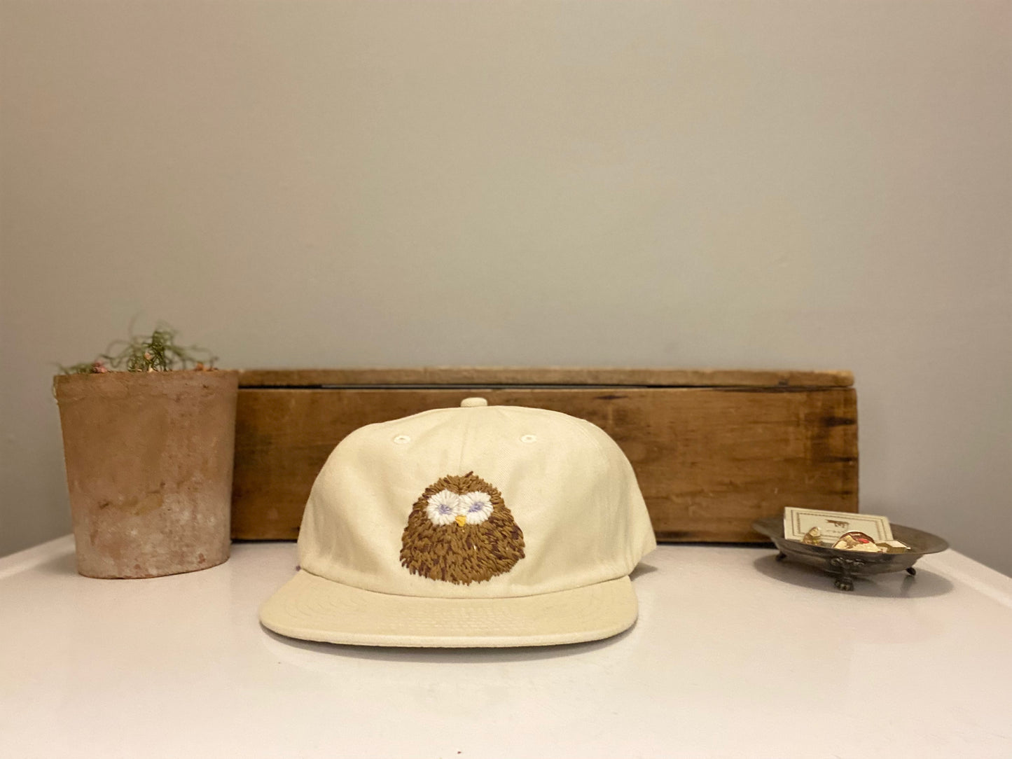 owl hand embroidered hat *custom*